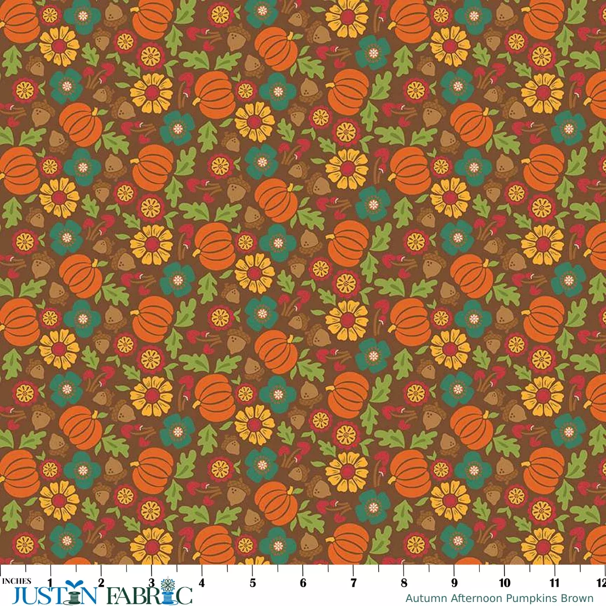 Autumn Afternoon Pumpkins Brown Yardage by Heather Peterson | Riley Blake Designs