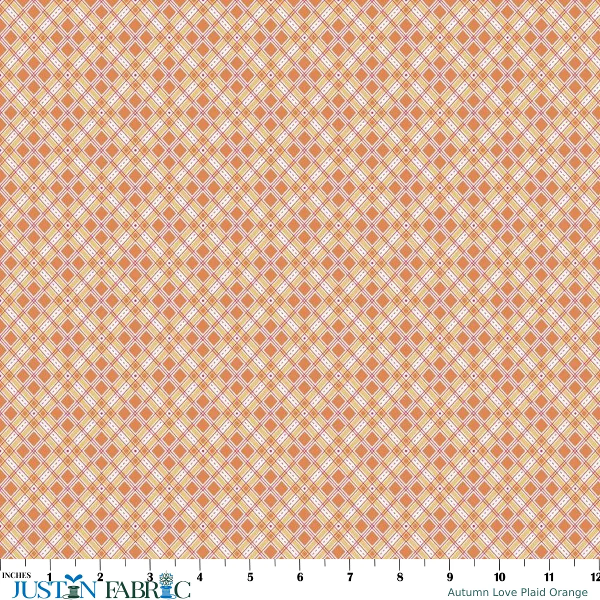 Autumn Love Plaid Orange Yardage by Lori Holt | Riley Blake Designs