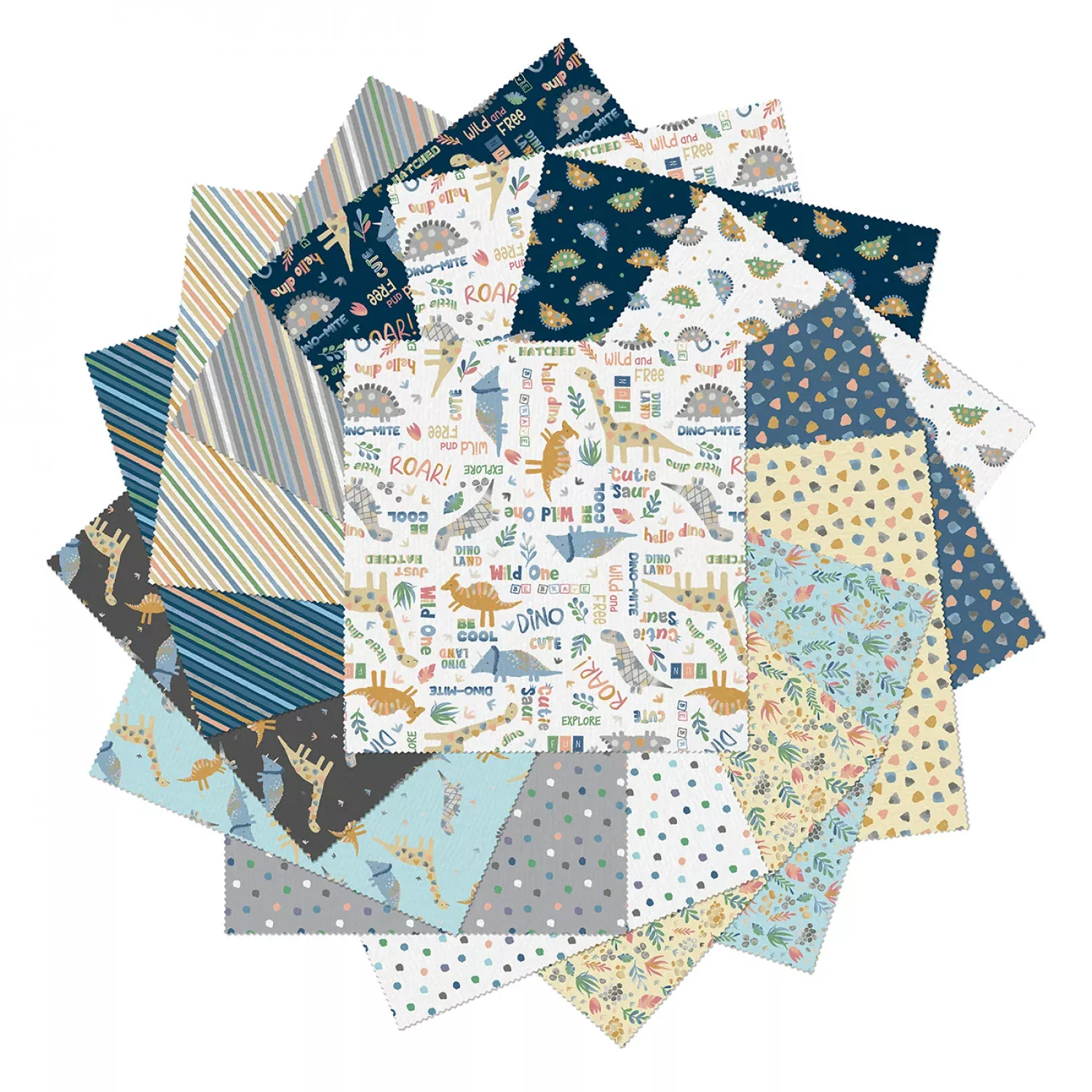 Baby Dino Comfort Flannel 10 inch Precut Squares (42pcs) from Benartex