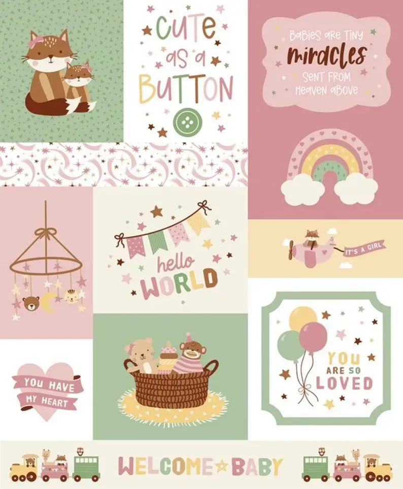 Baby Girl Cute as a Button Panel Quilt Boxed Kit