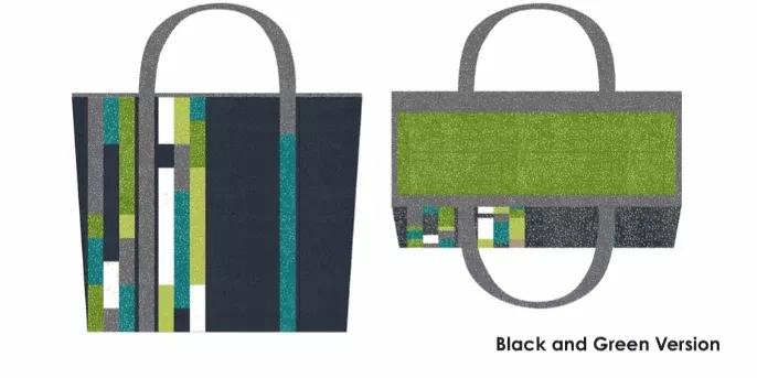 BLACK/GREEN KIT: Colorblock Tote Bag Kit featuring Dotty Thatched by Robin Pickens for Moda Fabrics (offered in 3 kit options)