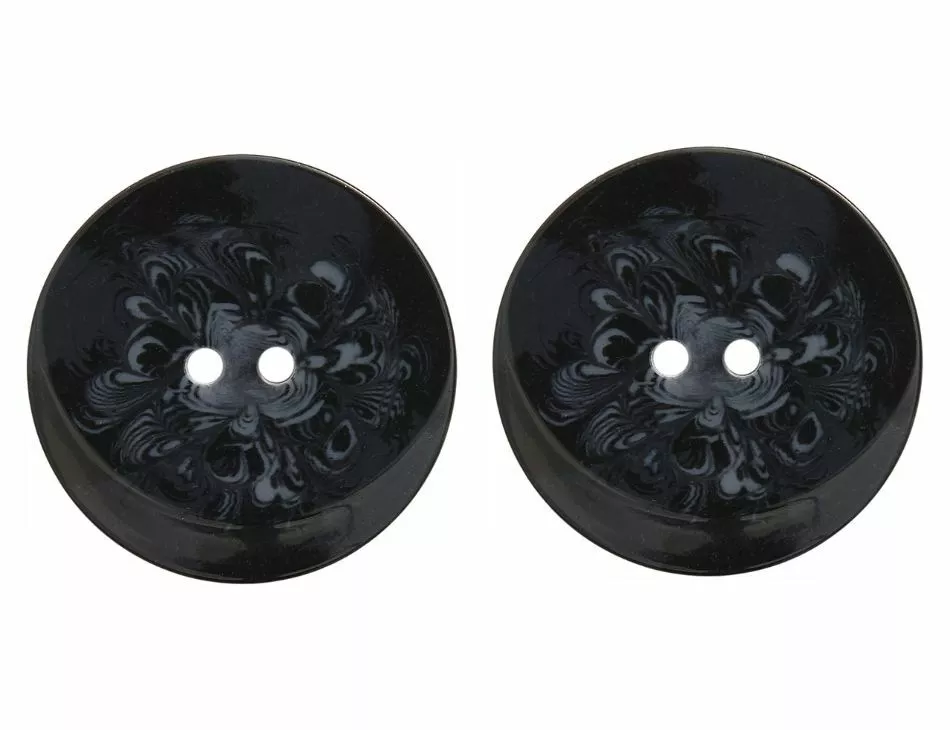 Black Swirl Coat Button 38mm