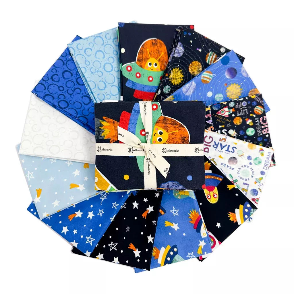 Blast Off! | Fat Quarter Bundle by Liza Lewis for Clothworks | *Glow in the Dark* | 13 pcs