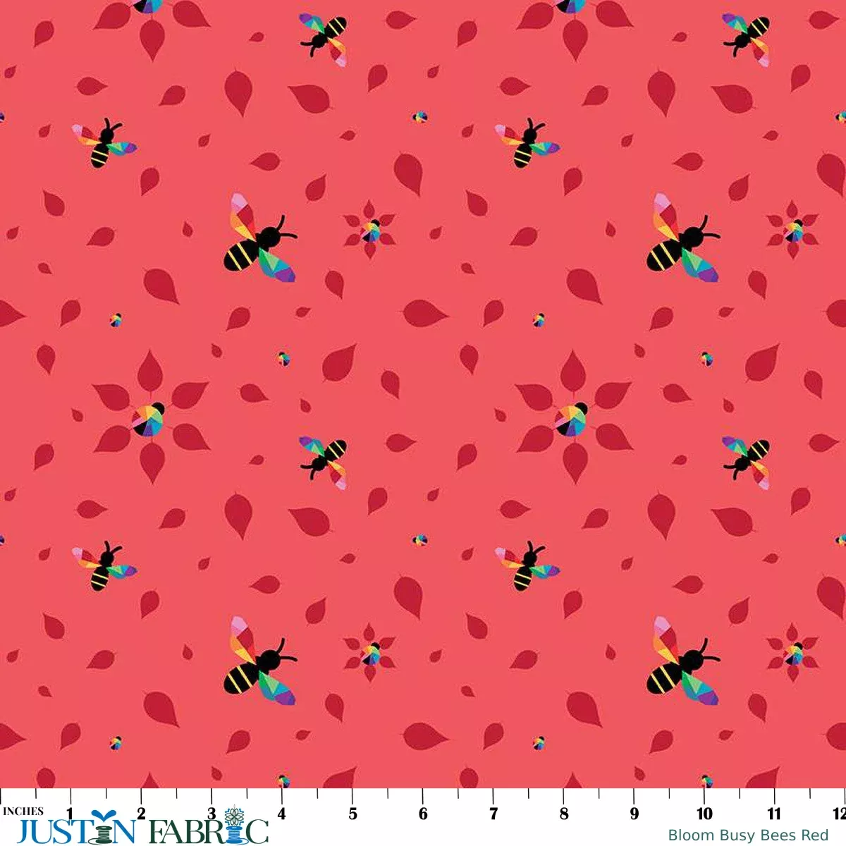 Bloom Busy Bees Red Yardage by Kristy Lea of Quiet Play | Riley Blake Designs