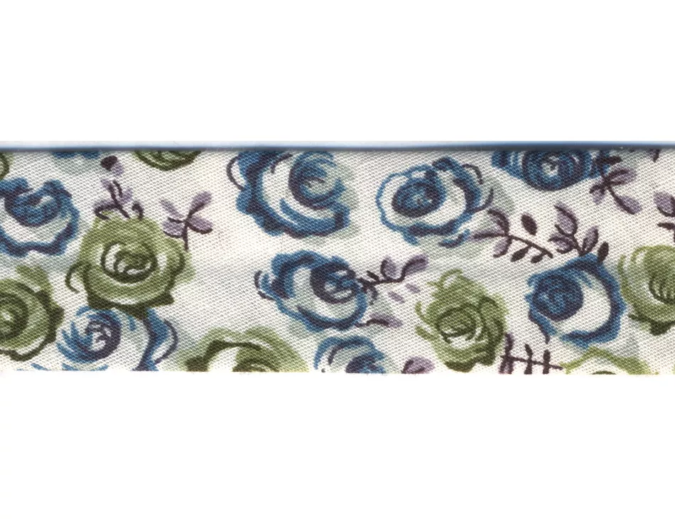 Blue & Green Roses Bias Tape