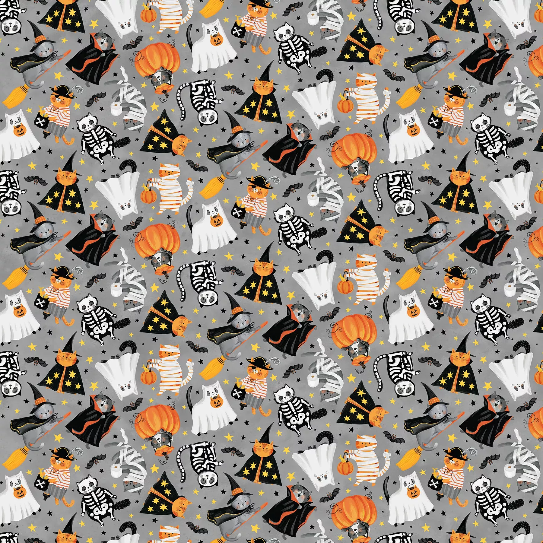 The Boo Crew | Crew Toss Light Gray Multi by Northcott Studio for Northcott Fabrics | 28201-92