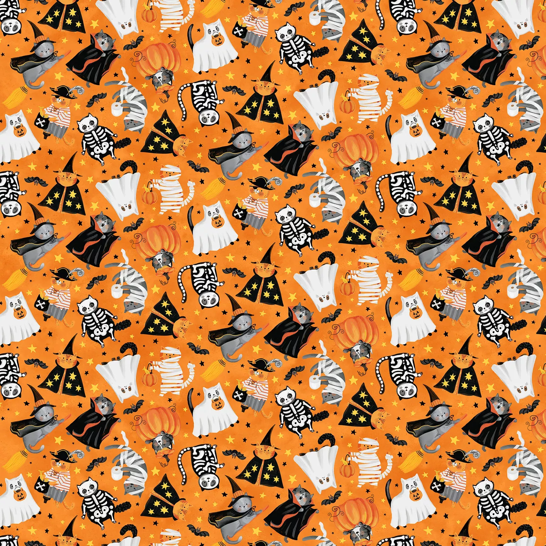The Boo Crew | Crew Toss Orange Multi by Northcott Studio for Northcott Fabrics | 28201-54