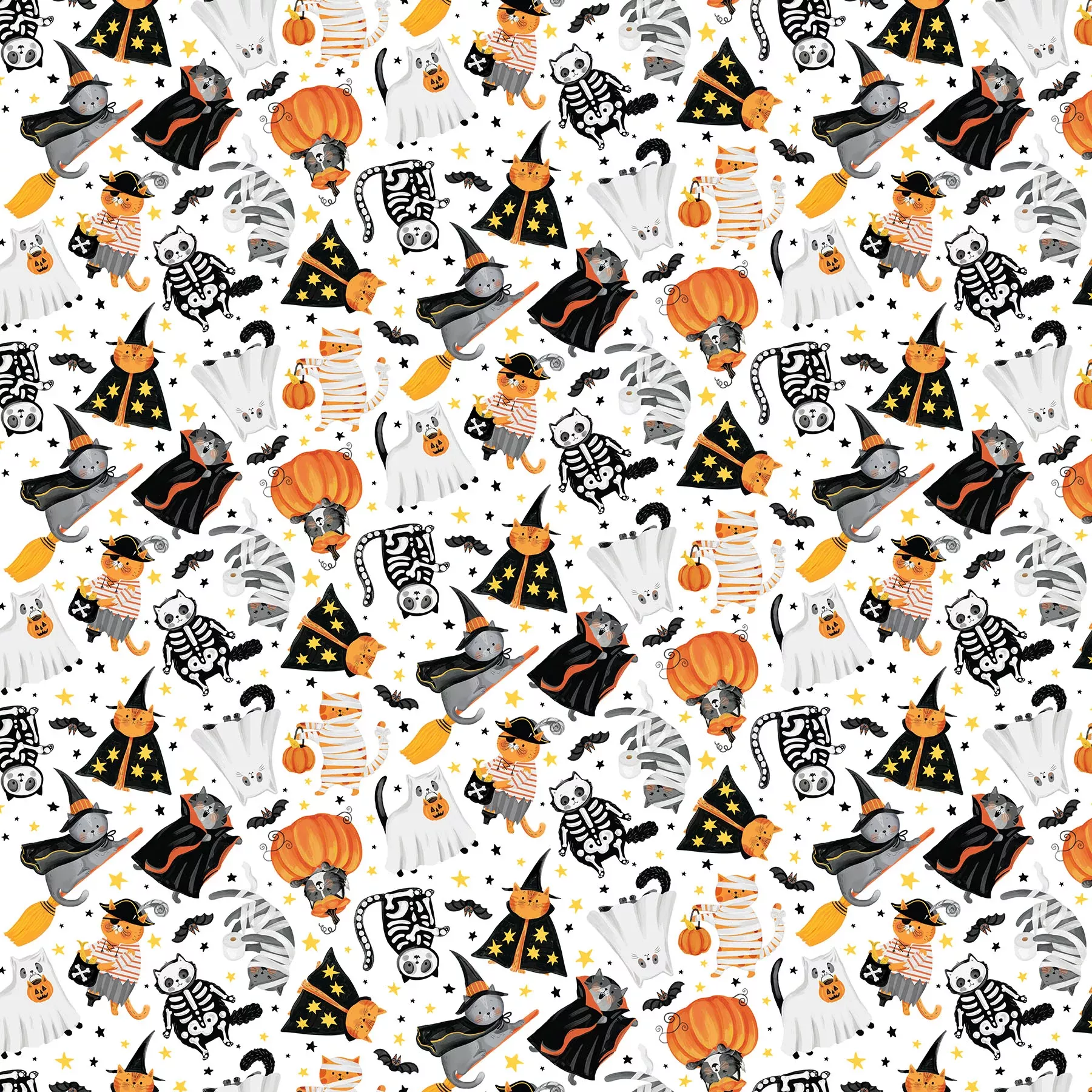 The Boo Crew | Crew Toss White Multi by Northcott Studio for Northcott Fabrics | 28201-10
