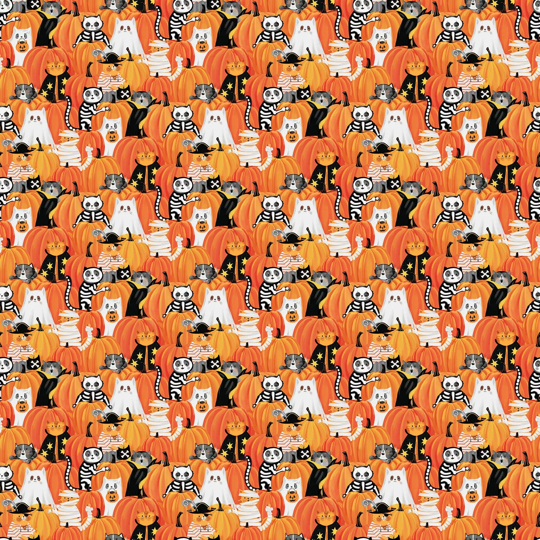 The Boo Crew | Peek Pumpkins Orange Multi by Northcott Studio for Northcott Fabrics | 28202-54