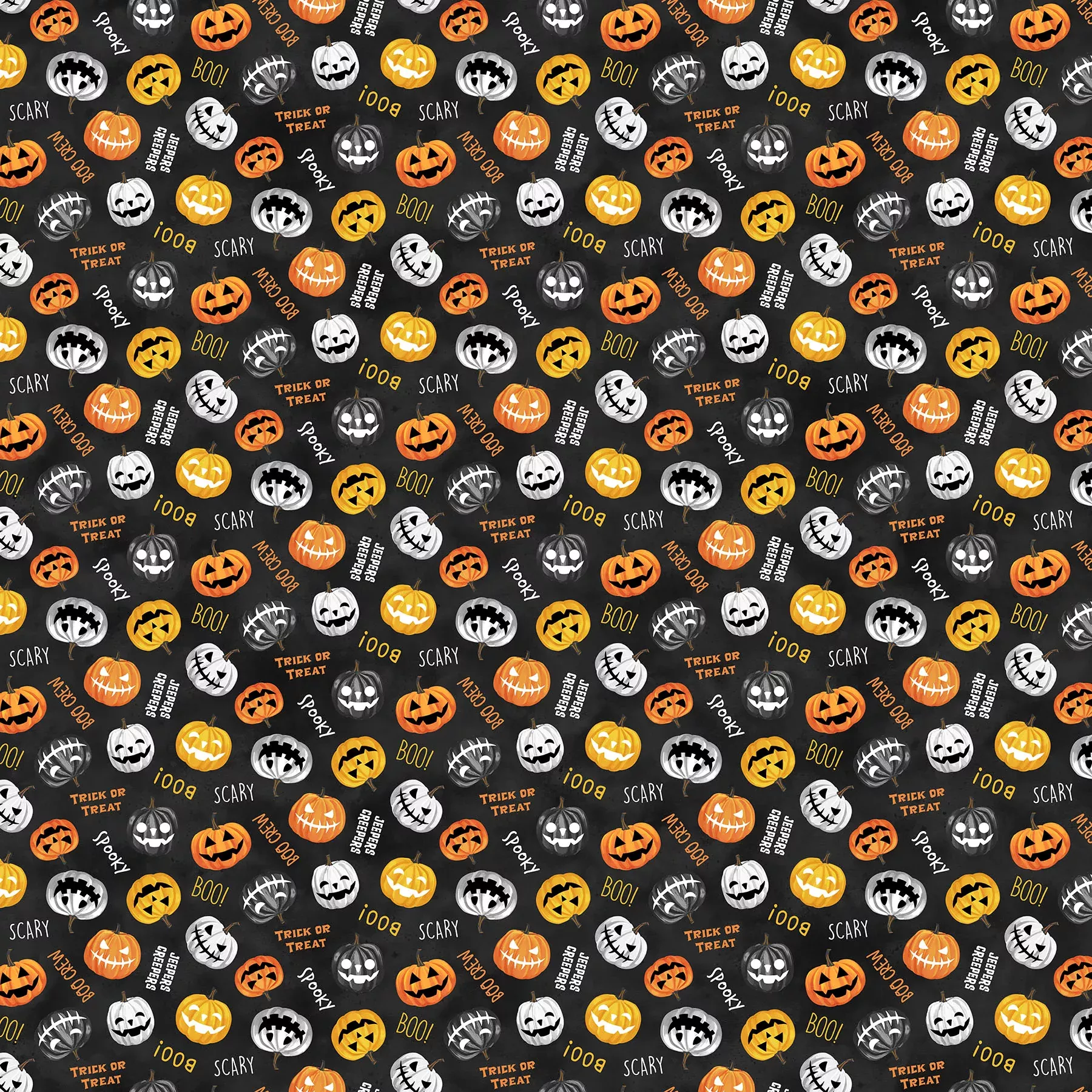 The Boo Crew | Pumpkin Toss Black Multi by Northcott Studio for Northcott Fabrics | 28203-99