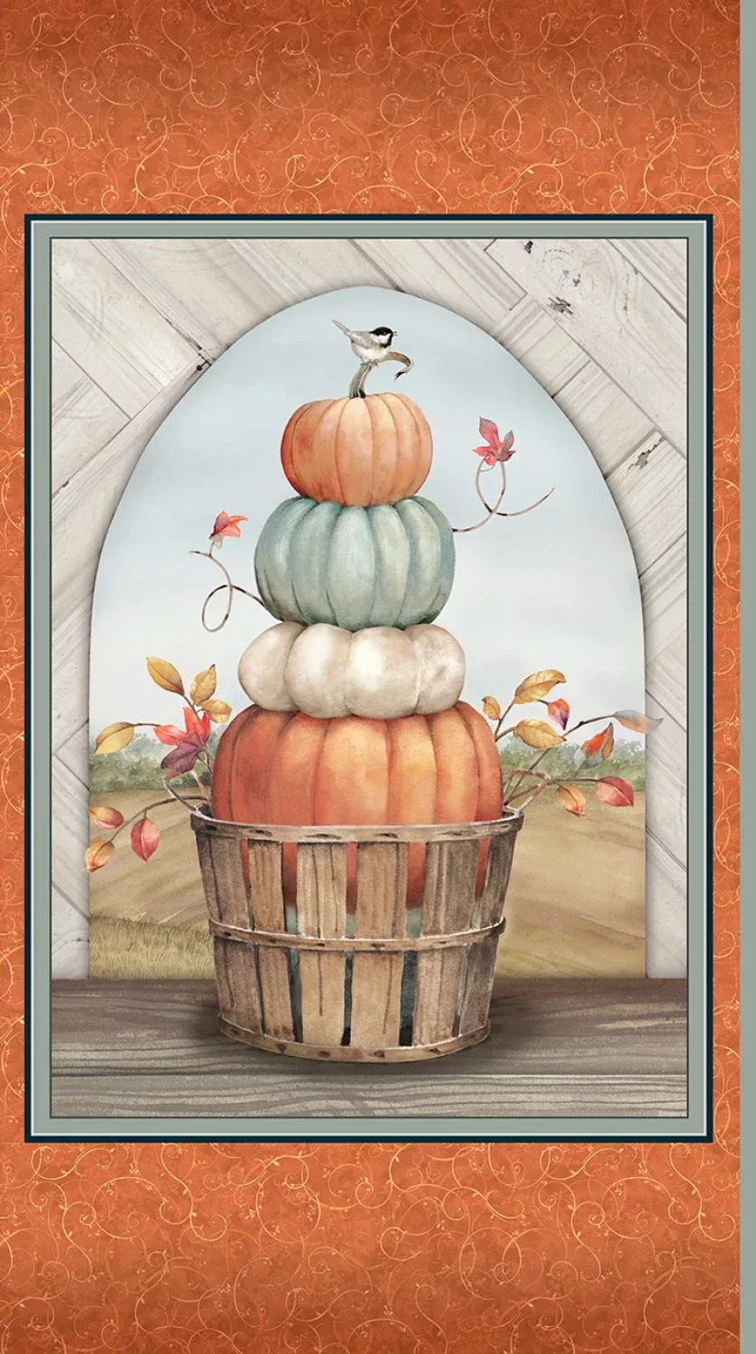 Bountiful | Pumpkin Stack Panel by Sandy Clough for P&B Textiles | BOUN5877-PA