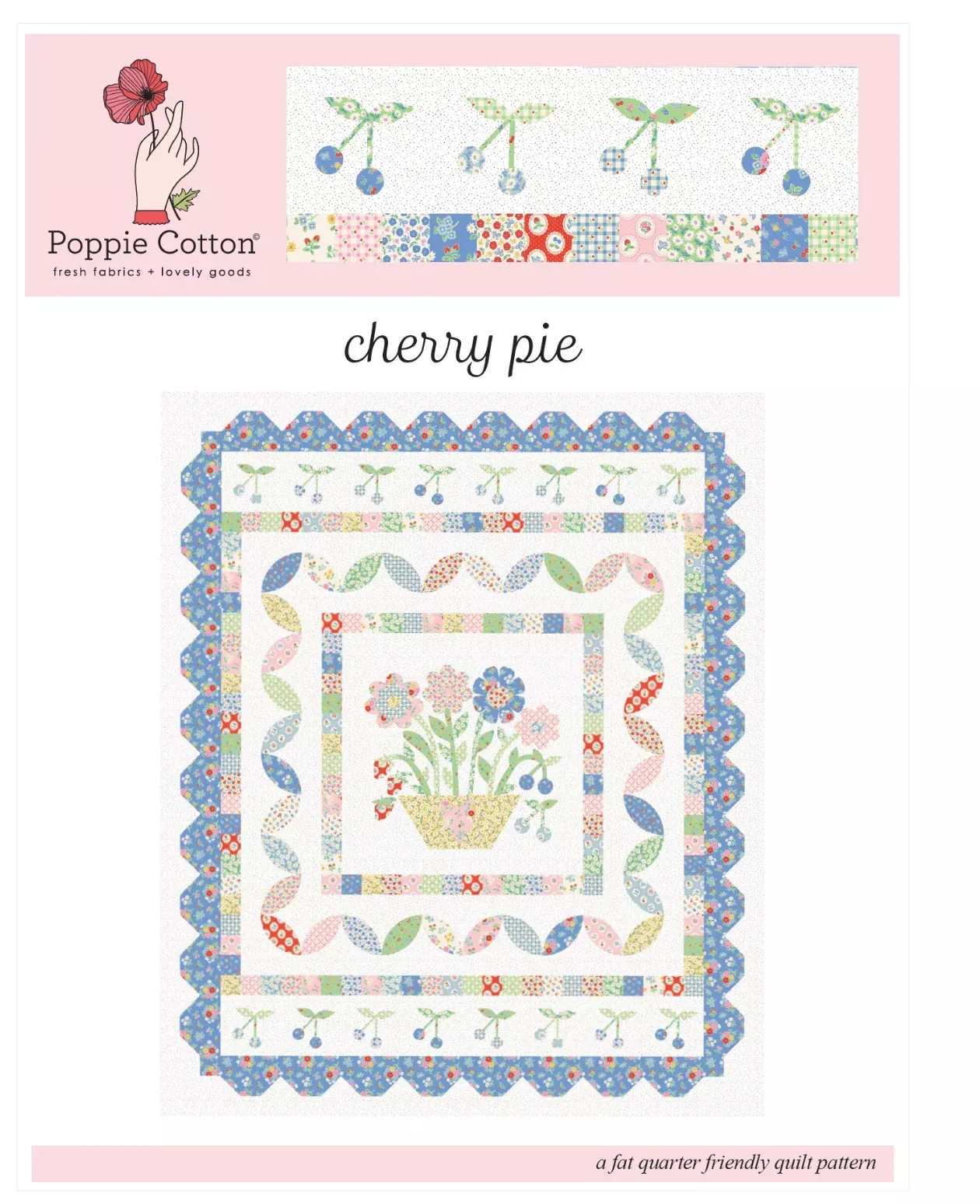 Cherry Pie KIT for Bluebells and Buttercups, KIT for Quilt Top