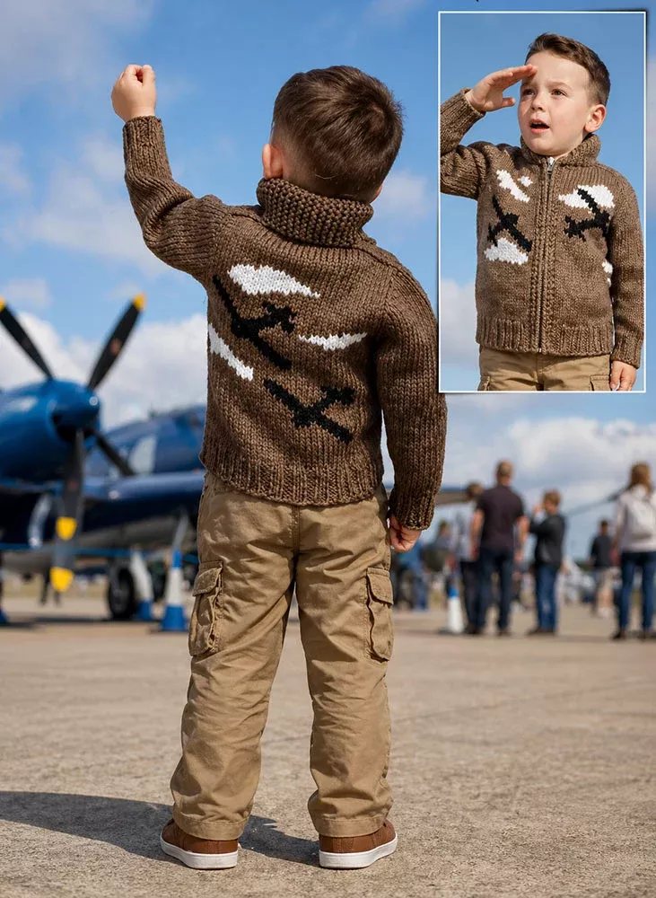 Children's Plane Cardigan Pattern.