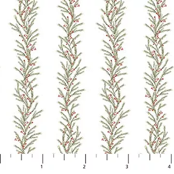 The Christmas Mouse Flannel | Greenery Stripe - White/Green by Sarah Summers for Northcott | F28041-10