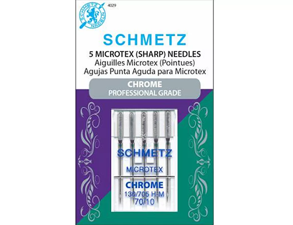 Chrome Microtex Sewing Machine Needles Size 10