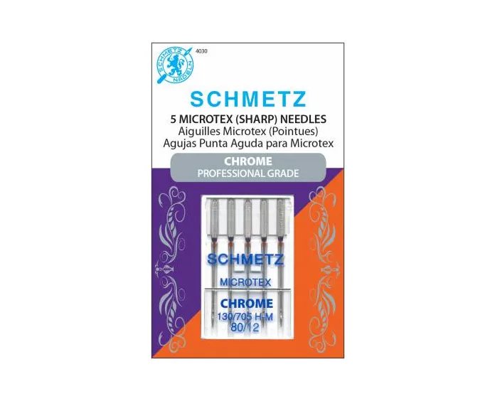 Chrome Microtex Sewing Machine Needles Size 12