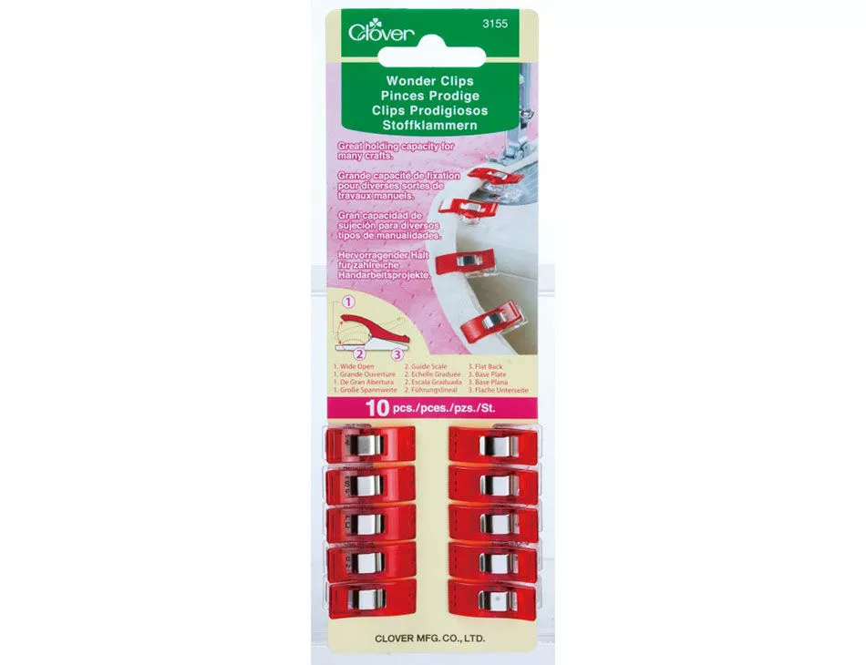 Clover 3155 Wonder Clips 10 Pack Red