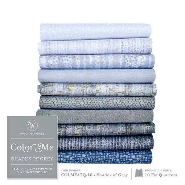 Color Me - Shades of Grey Fat Quarter Bundle by Windham (10pcs)