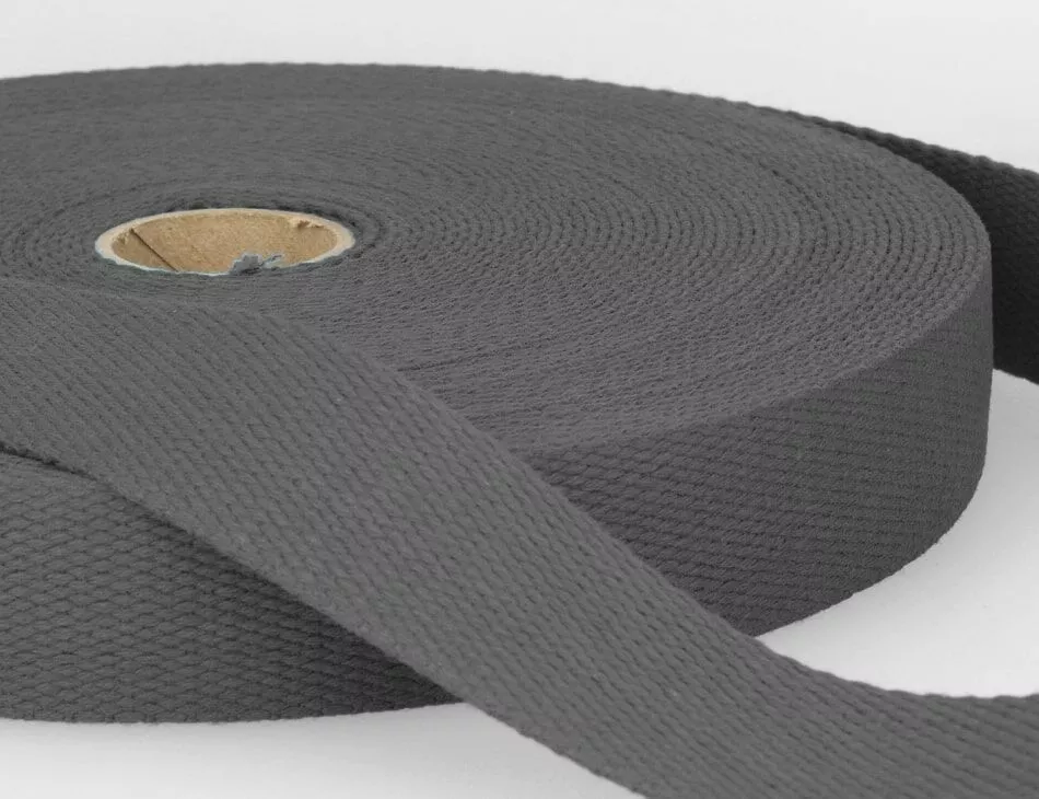 Cotton Webbing 1" Dark Grey
