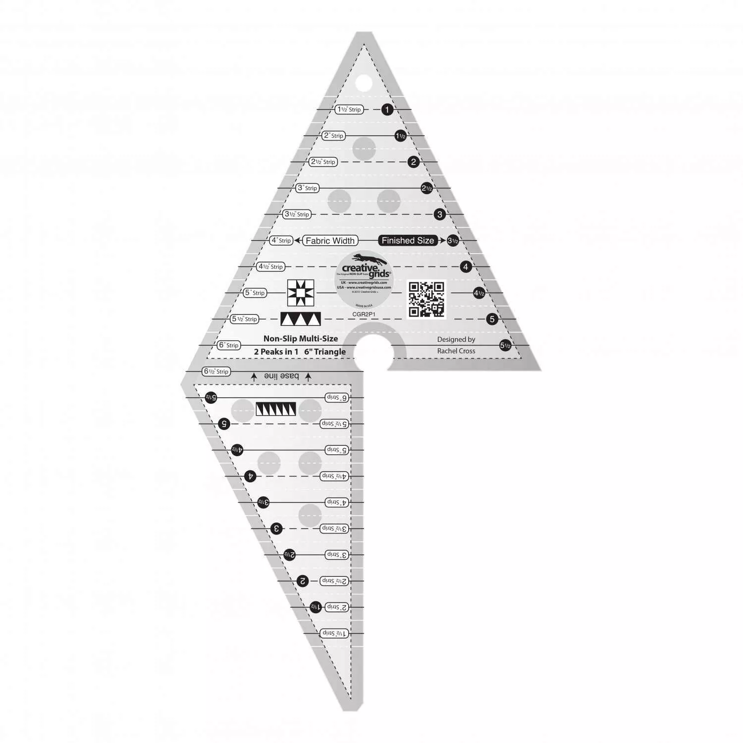 Creative Grids 2 Peaks in 1 Triangle Quilt Ruler CGR2P1
