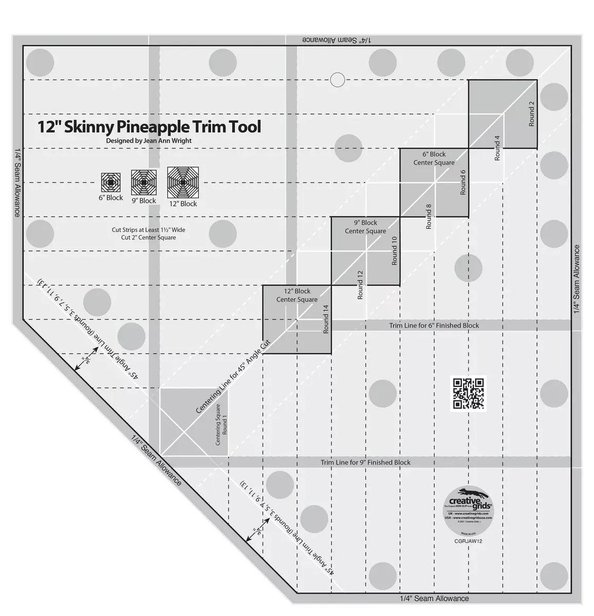 Creative Grids Pineapple Trim Tool for 6, 9 or 12in Finished Blocks