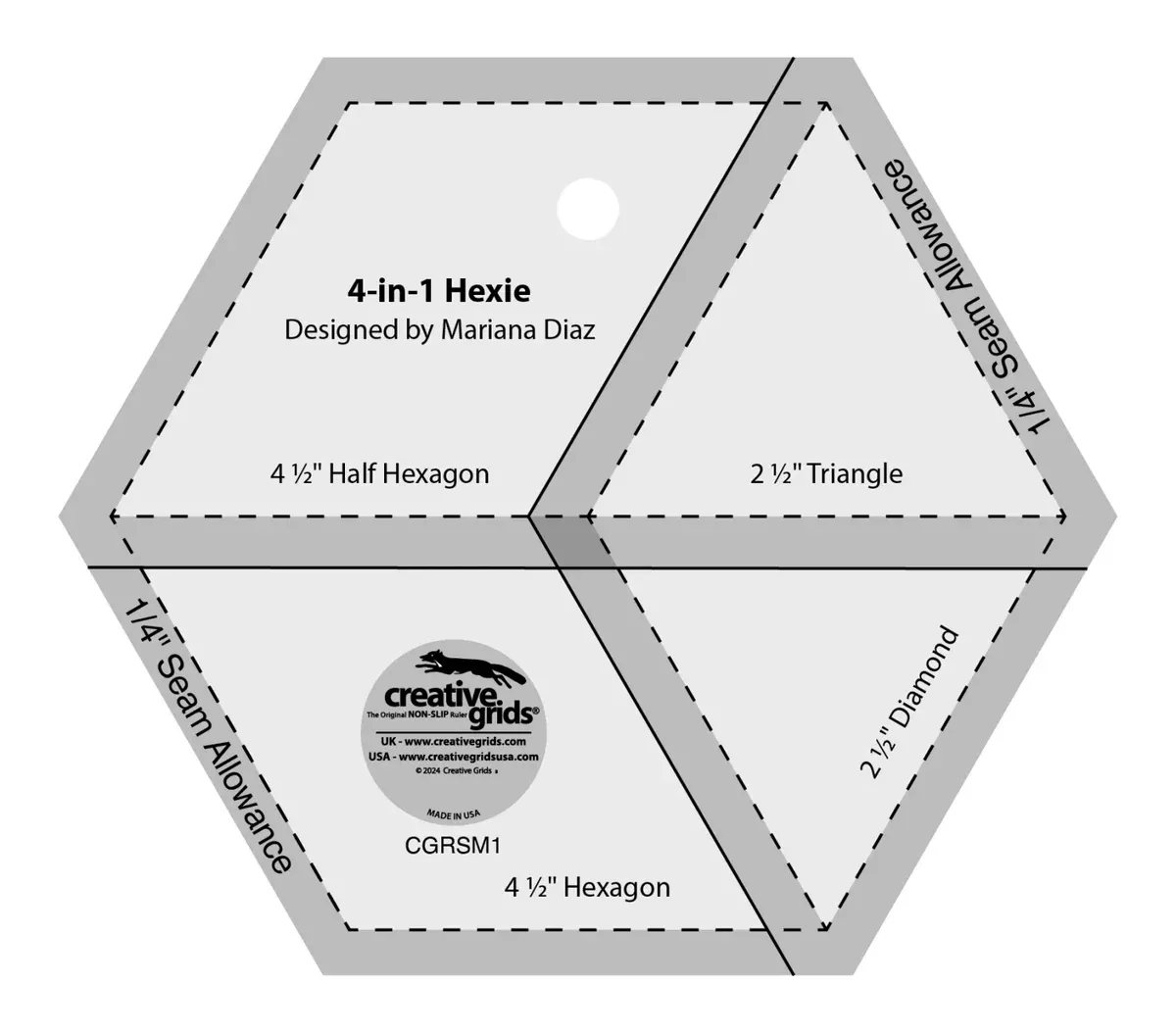 Creative Grids Quilt Ruler 4-in-1 Hexie