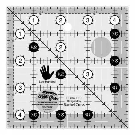 Creative Grids Quilt Ruler Left Handed 4½" Square