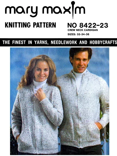Crew Neck Cardigan Size 32-36 Pattern
