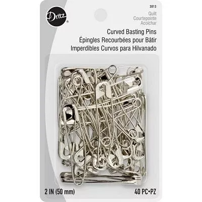 Curved Basting Safety Pins - 2" pin, package of 40