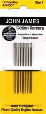 *DARNERS #7 HAND NEEDLES//BLISTER PACK//QTY 12//JOHN JAMES NEEDLES