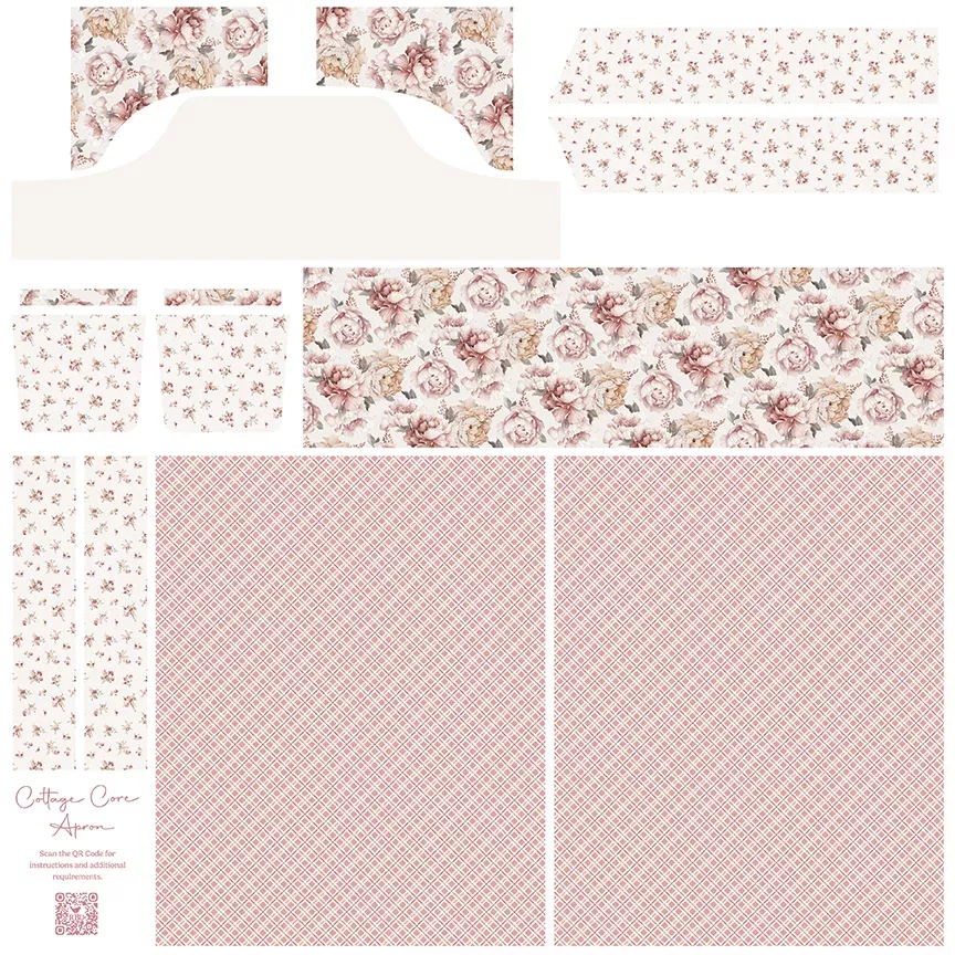 Daybreak on the Prairie Digitally-Printed 57" x 57" Cottage Core Apron Panel Rose