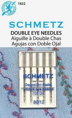 *DOUBLE EYE SEWING MACHINENEEDLE//SIZE 80/12//5 PACK//SCHMETZ