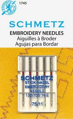 *EMBROIDERY MACHINE SEWING NEEDLES//SIZE 11/75//5 PACK//SCHMETZ