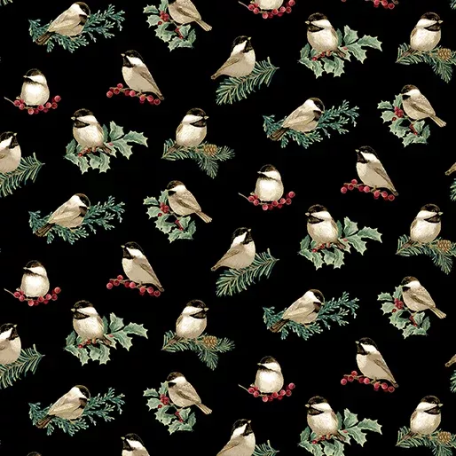 A Festive Medley - Charming Chickadees Black w/ Metallic Accents