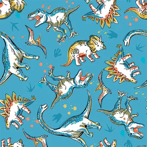 Flannel - Totally Roarsome by Josh Rey 21668 Blue Roar Dinosaurs
