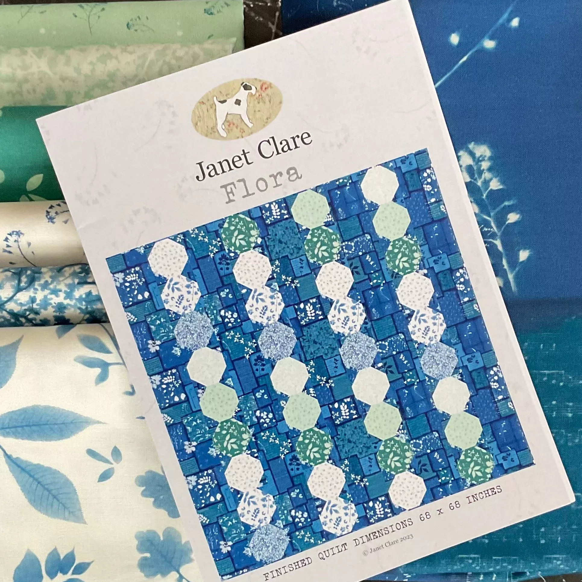Flora Quilt Kit featuring Bluebell by Janet Clare