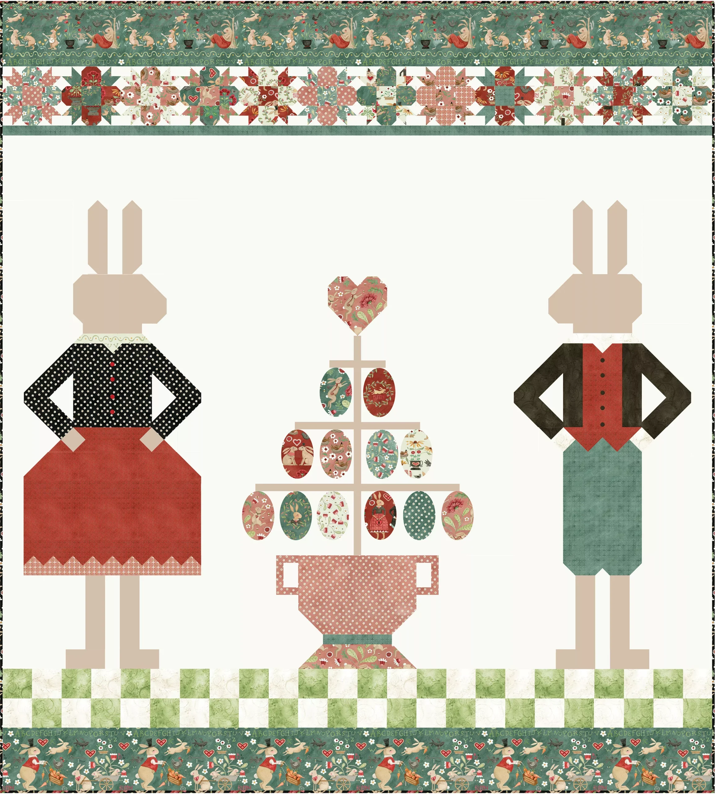 Folk Art Easter Pattern by Bluebird Patterns - Riley Blake - 72" x 79"