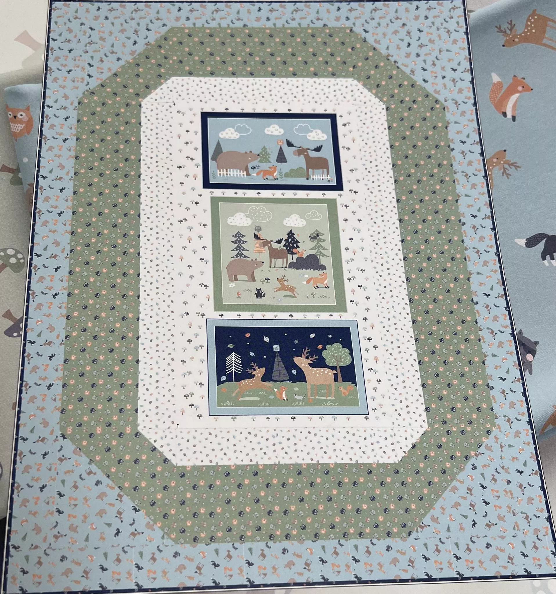 “Foxfire” Benartex Cozy Forest Flannel Kit 56″x72″