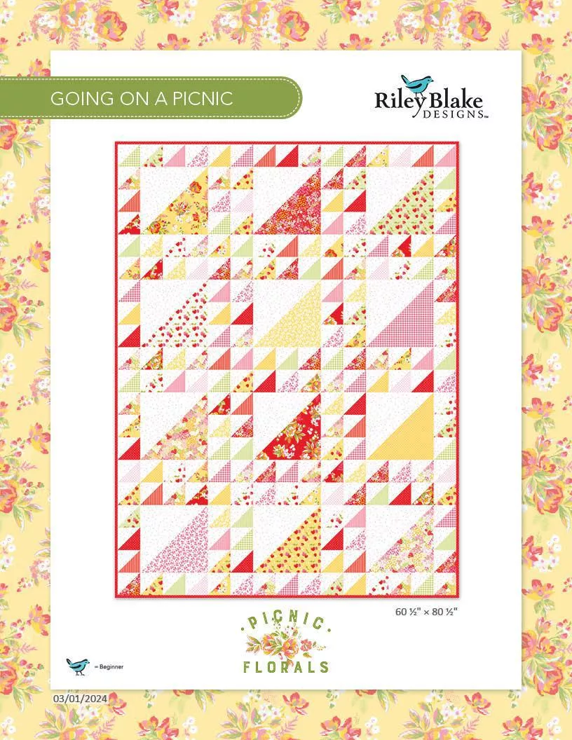 “Going on a Picnic” Riley Blake Picnic Florals Kit 60.5×80.5