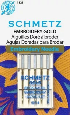 *GOLD TITANIUM EMBROIDERY MACHINE NEEDLES//SIZE 14/90//5 PACK//SCHMETZ