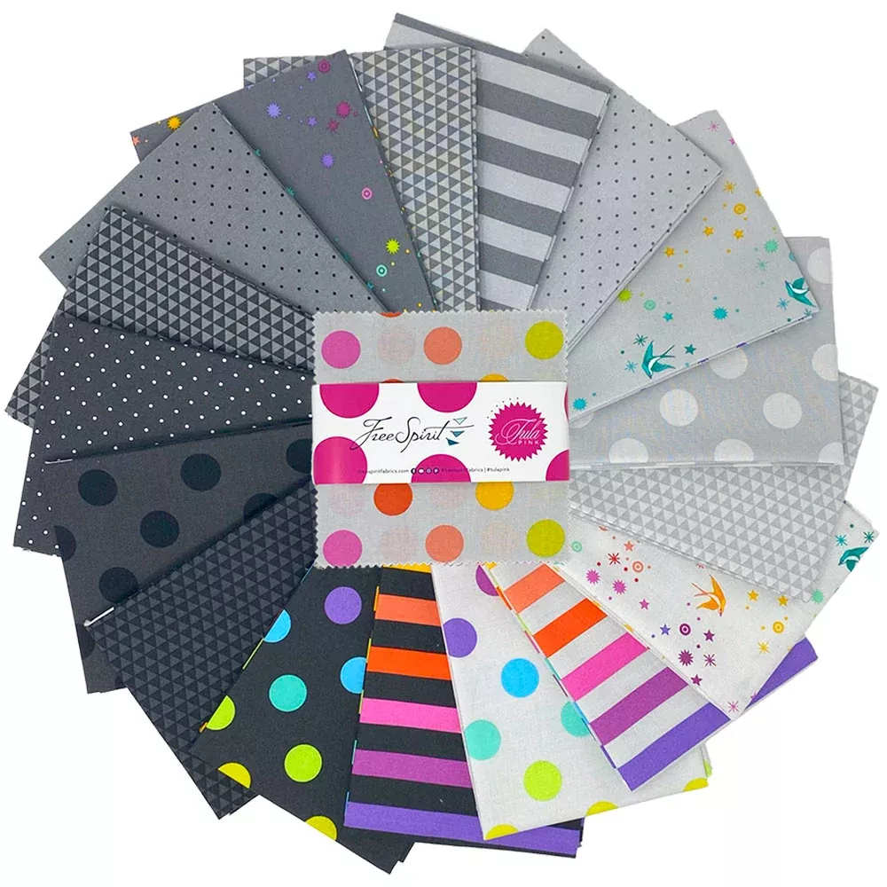Graywork | 5" Charm Pack by Tula Pink for FreeSpirit | 42 pcs