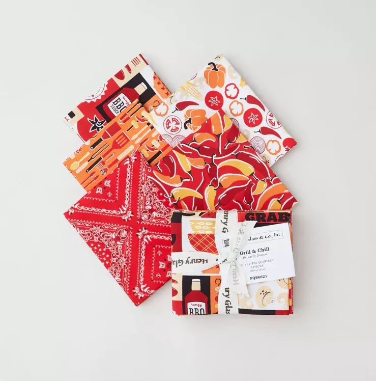 Grill & Chill Fat Quarter Bundle – 5 pcs Black | Emily Dumas for Henry Glass