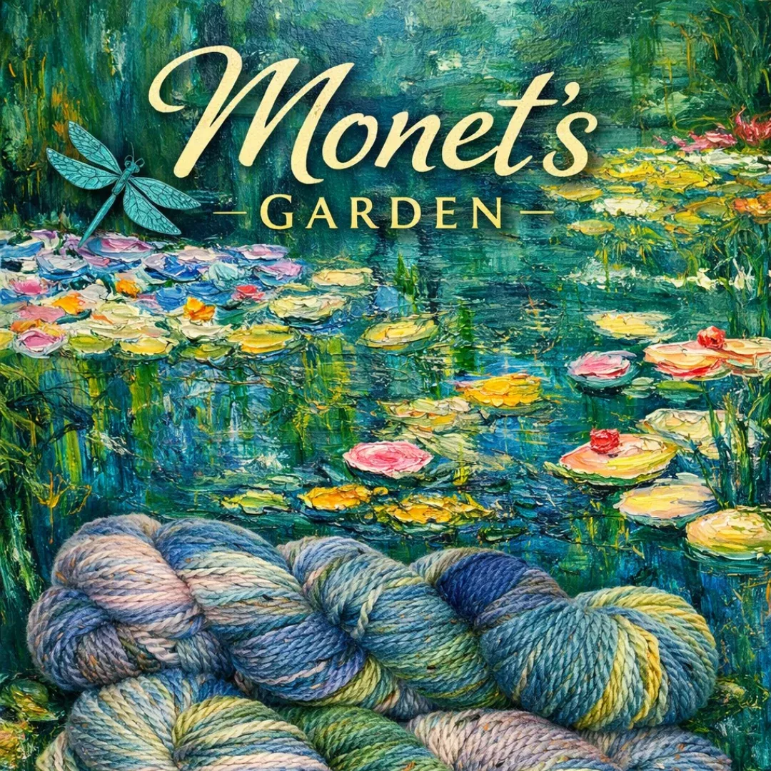 Hand-Dyed Worsted Weight Tweed - Monet’s Garden - Soul Sisters Fibers