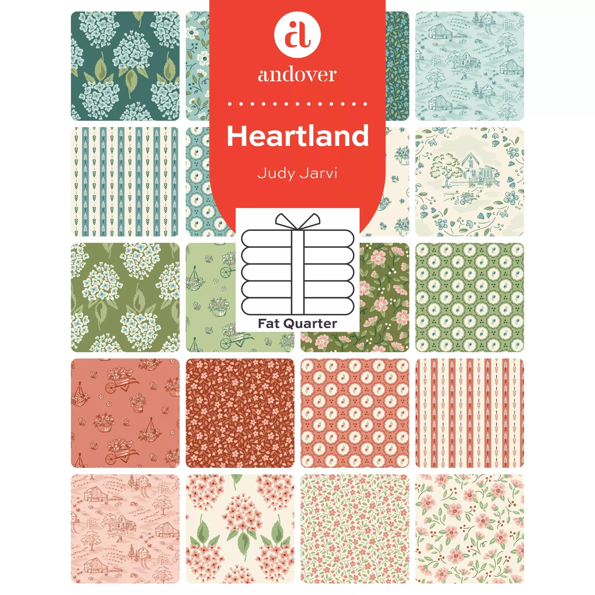 Heartland | Fat Quarter Bundle by Judy Jarvi for Andover Fabrics | 24 pcs