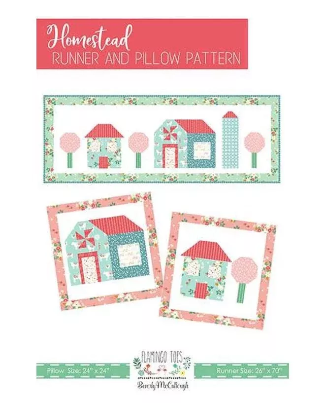 Homestead Runner and Pillow Pattern - Flamingo Toes