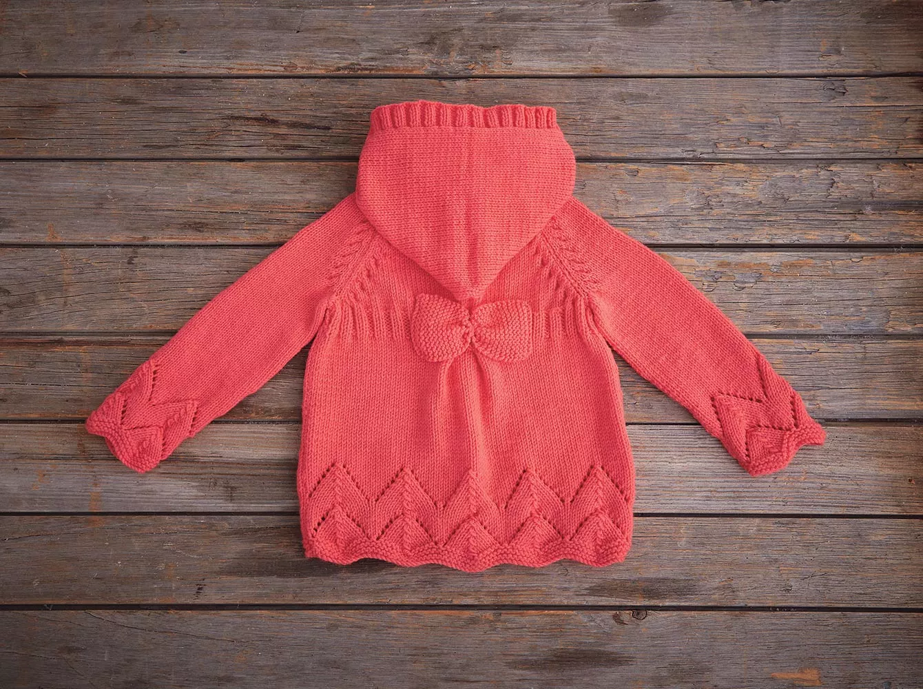 Hooded Cardigan With Bow