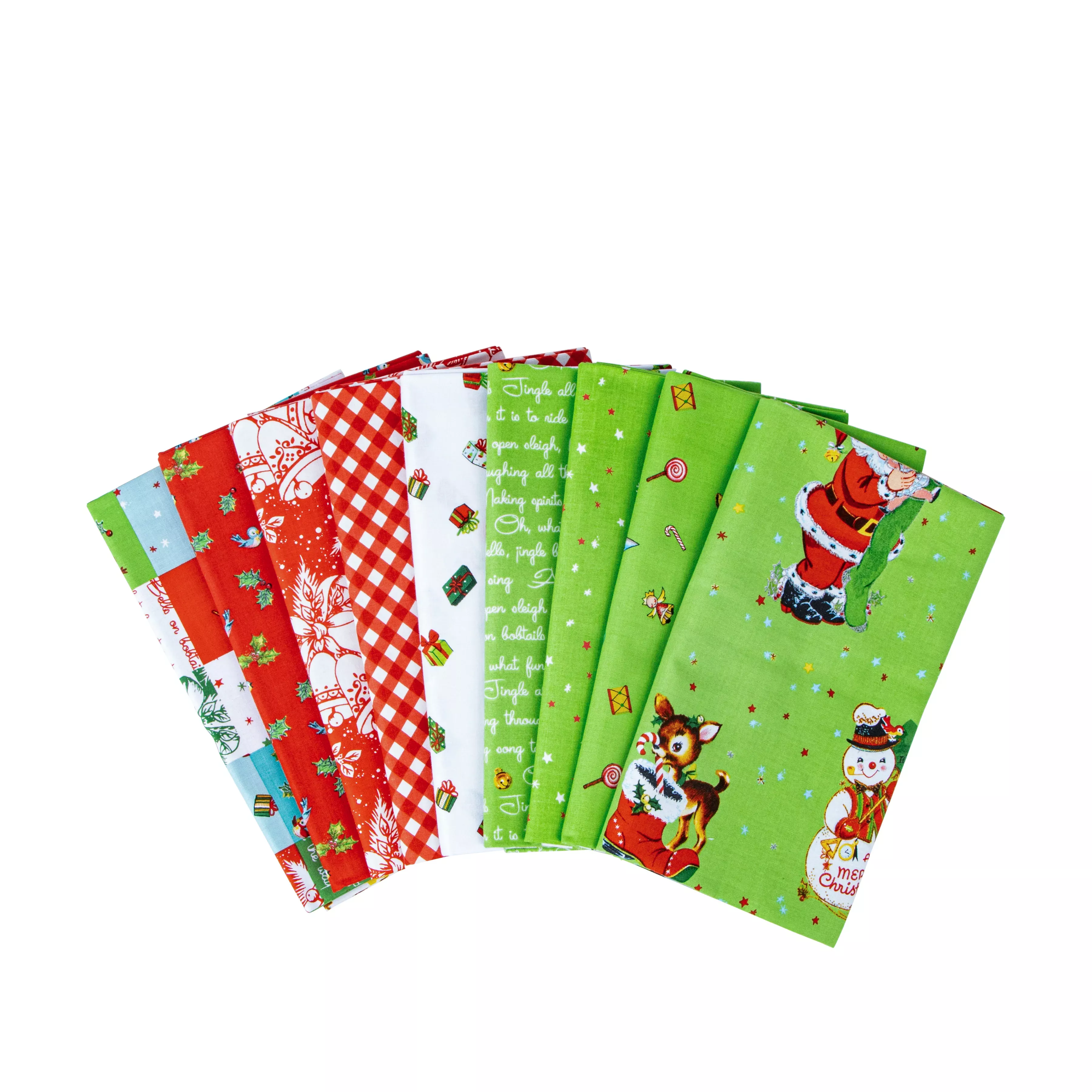 Jingle Bells | 1-Yard Bundle Green by Lindsay Wilkes for Riley Blake | 9pc