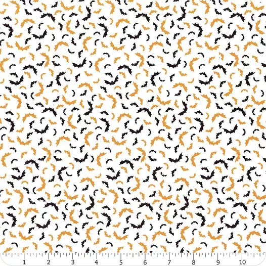 Kimberbell Celebration BATS Black Orange Cotton Fabric MAS9210-JO