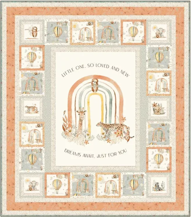 KIT: Mini Menagerie Panel Quilt Kit design by Cyndi Hershey featuring Mini Menagerie by Audrey Jeanne Roberts for P & B Textiles (44" x 50")