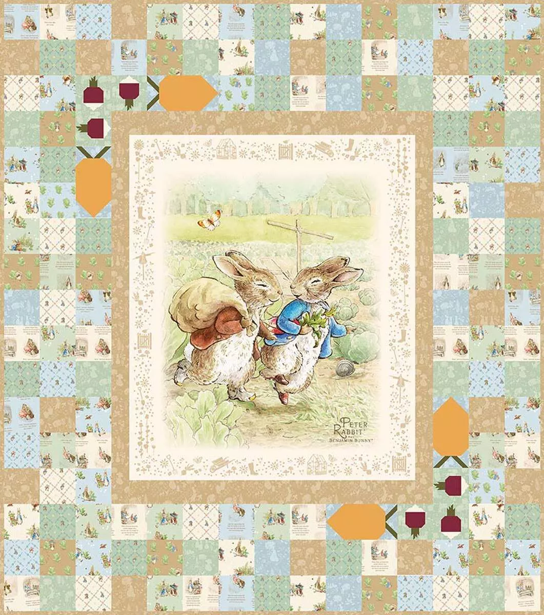 KIT: Peter’s Garden Adventures Boxed Quilt Kit featuring Peter Rabbit™ and Benjamin Bunny™ from Riley Blake Designs (68" x 77")